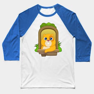 Hamster looks out the window Baseball T-Shirt